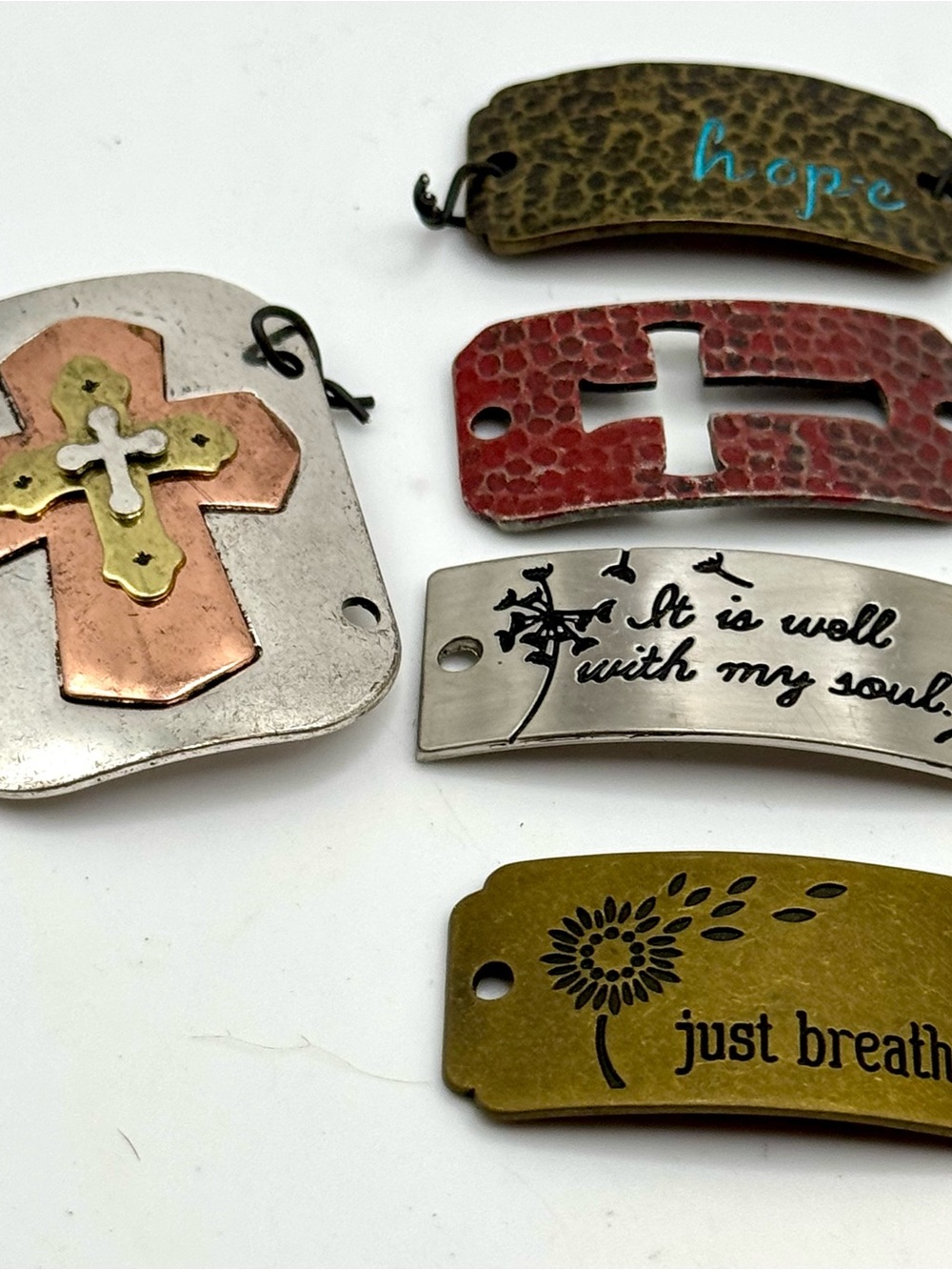 Lot of 13 Never Used Inspirational Bracelet Plates and Connectors lot 54